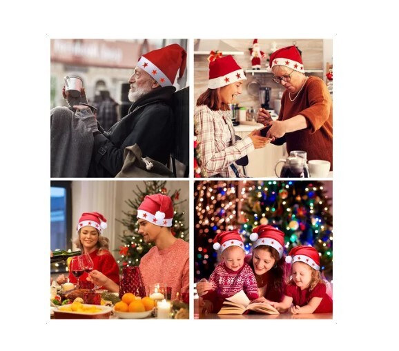 6 Gorros Navideño Con Luz Viejo Pascuero