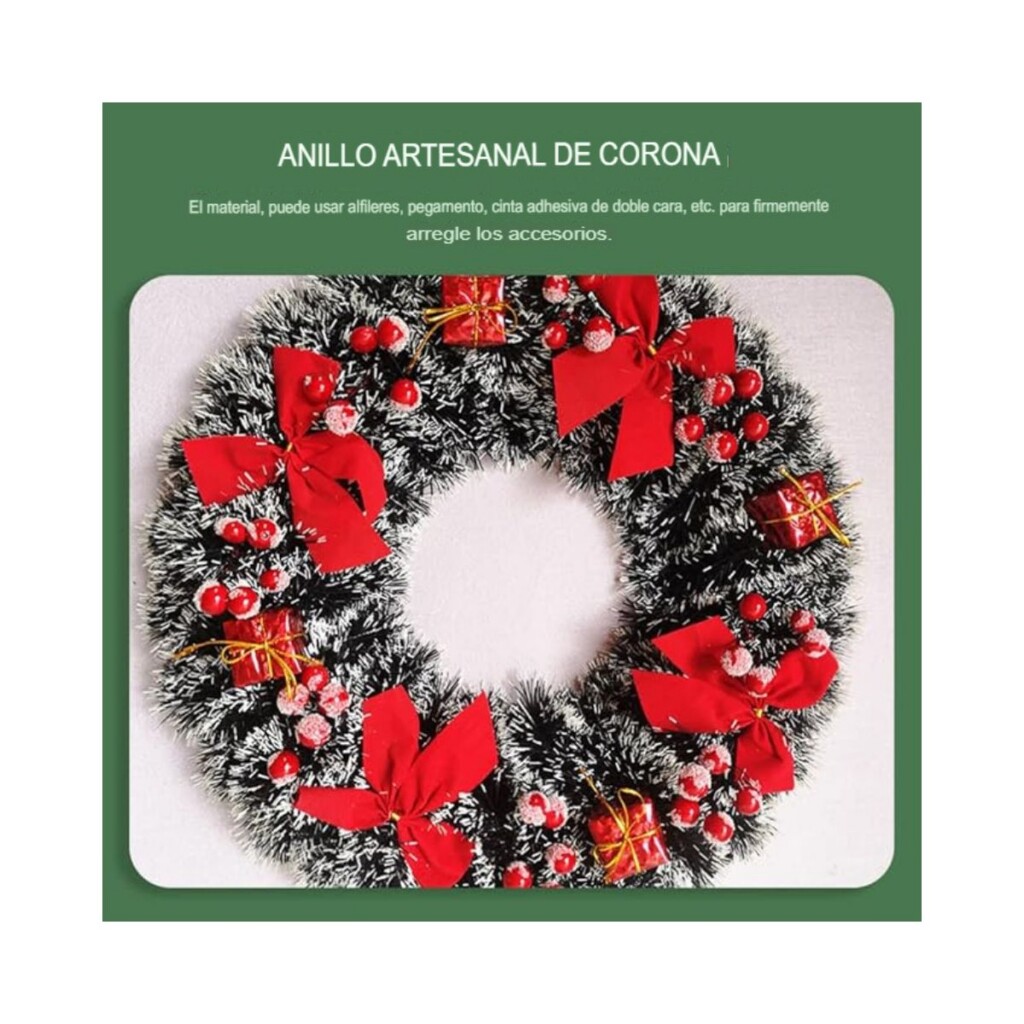 Corona Navideña de 38 cm, arreglos rojos