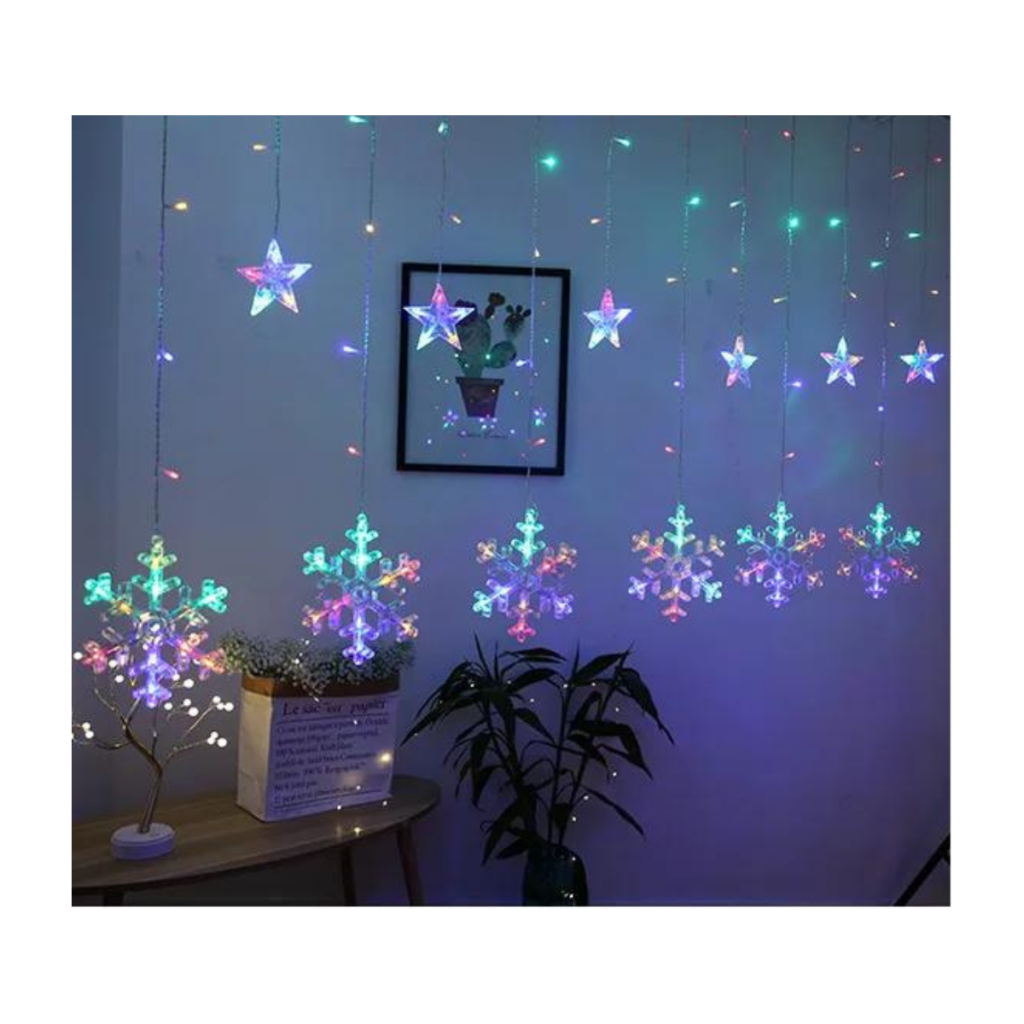 Luces LED de copo de nieve y estrella