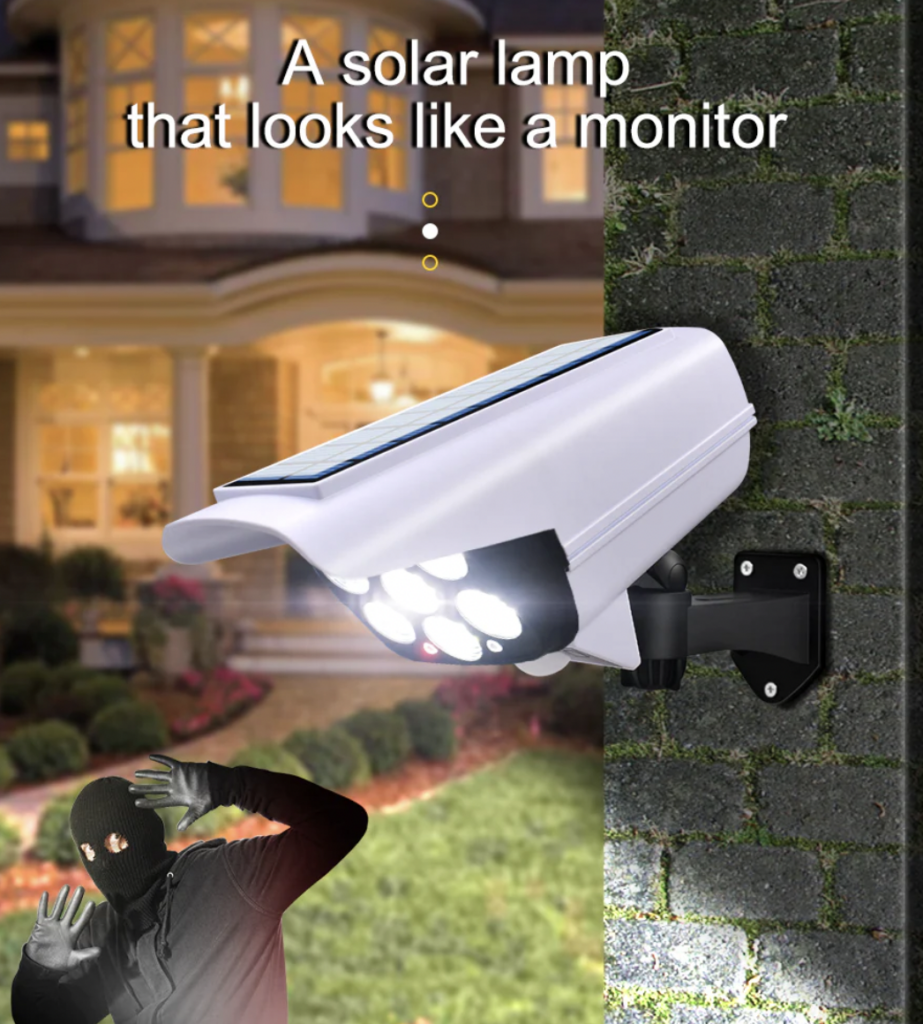 FOCO LED SOLAR TIPO CAMARA CON SENSOR
