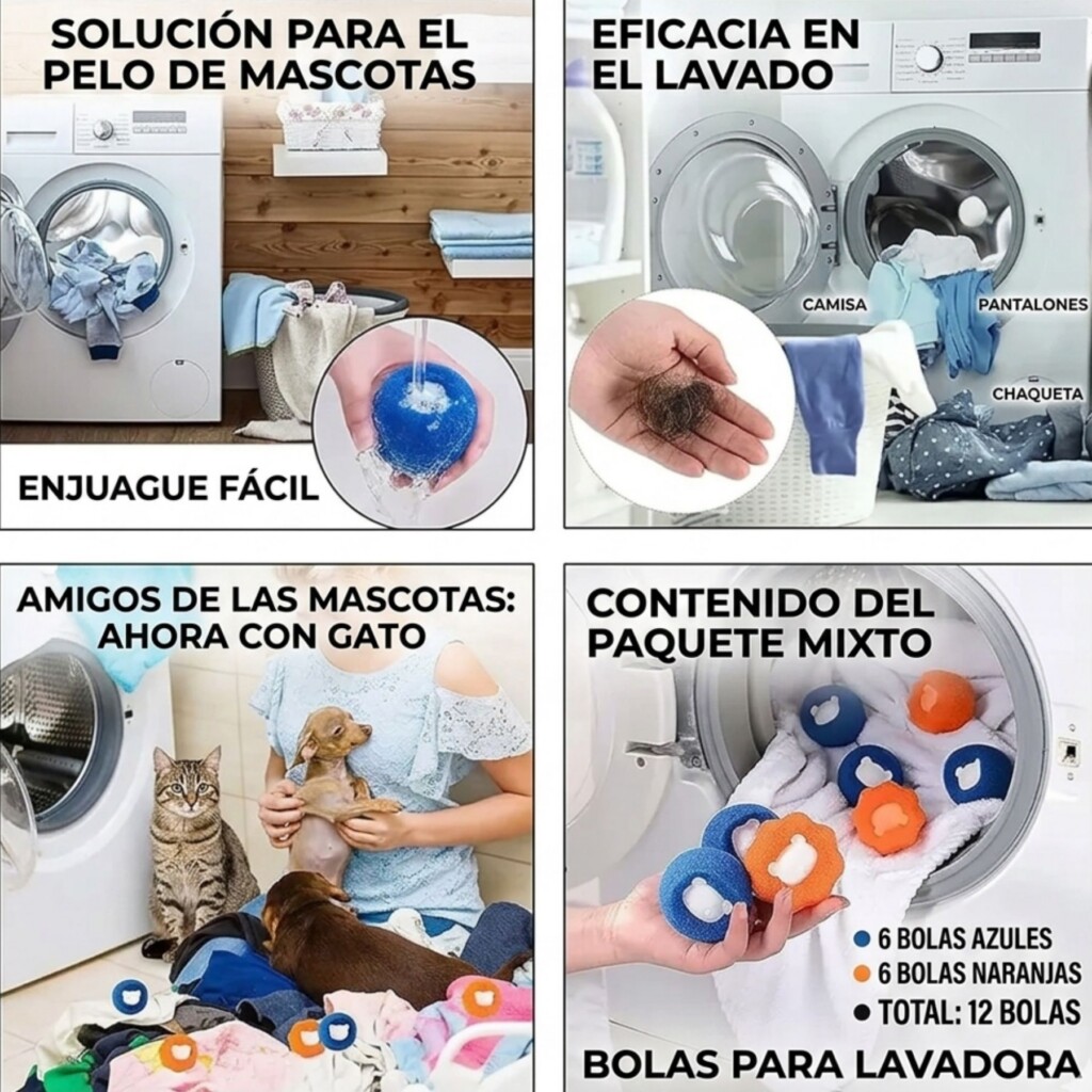 8 Bolas De Esponja Saca Pelusas Para Lav
