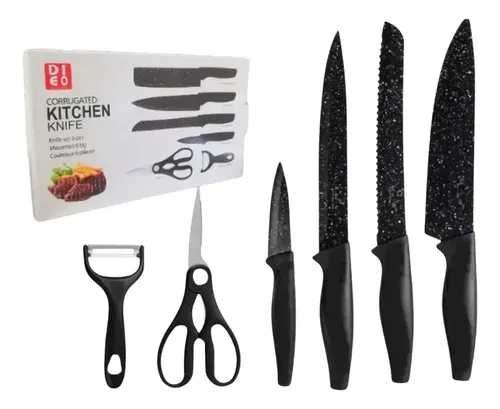 Kit 6 De Cuchillos Cocina Negro kitchen